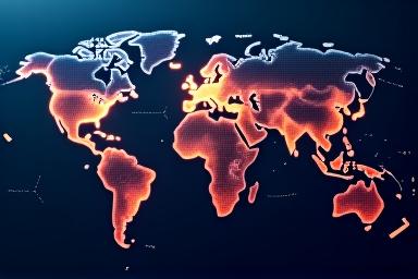 Weltkarte mit stilisierten Versandrouten und Frachtschiffen