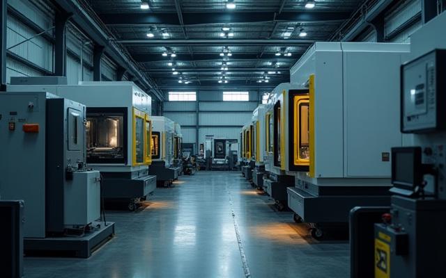 Moderne Industrieanlage mit Präzisionsmaschinen in der Metallverarbeitung