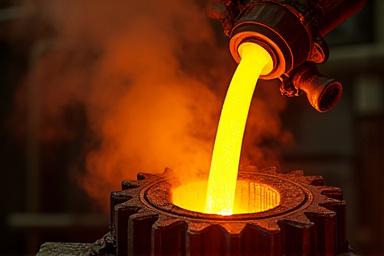 Geschmolzene Metalllegierung, die in eine Präzisionsform gegossen wird