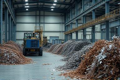 Verschiedene Metallschrottformen in einer industriellen Recyclinganlage